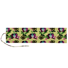 60s Girl Yellow Floral Daisy Roll Up Canvas Pencil Holder (l) by snowwhitegirl