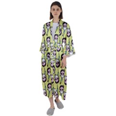 Doctor Pattern Maxi Satin Kimono by snowwhitegirl