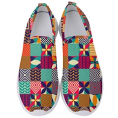 Geometric Mosaic Men s Slip On Sneakers by designsbymallika
