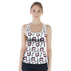 Doctor Pattern White Racer Back Sports Top