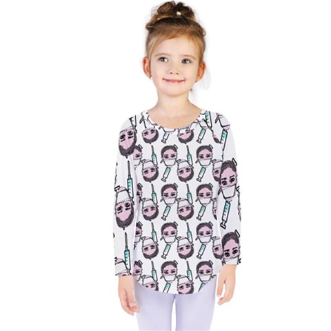 Doctor Pattern White Kids  Long Sleeve Tee by snowwhitegirl