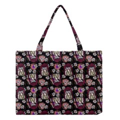 Braids Doll Daisies Black Medium Tote Bag by snowwhitegirl