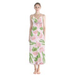 Cactus Pattern Button Up Chiffon Maxi Dress by designsbymallika