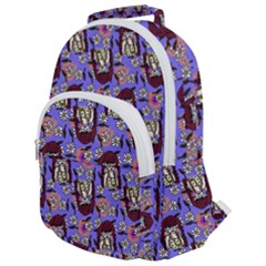 Braids Doll Daisies Purple Rounded Multi Pocket Backpack by snowwhitegirl