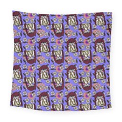 Braids Doll Daisies Purple Square Tapestry (large)