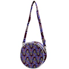 Braids Doll Daisies Purple Crossbody Circle Bag by snowwhitegirl