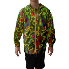 Colorful Brush Strokes Painting On A Green Background                                                    Hooded Wind Breaker (kids) by LalyLauraFLM