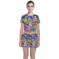 Colorful Paint Texture                                                   Crop Top And Shorts Co-ord Set