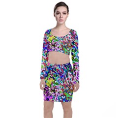 Colorful Paint Texture                                                       Long Sleeve Crop Top & Bodycon Skirt Set by LalyLauraFLM