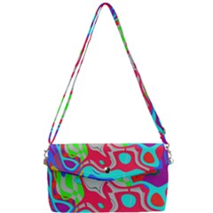 Colorful Distorted Shapes On A Grey Background                                                 Removable Strap Clutch Bag