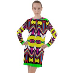 Colorful Shapes                                                     Long Sleeve Hoodie Dress by LalyLauraFLM