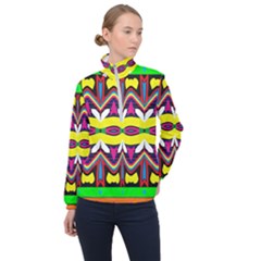 Colorful Shapes                                                   Women Half Zip Windbreaker by LalyLauraFLM