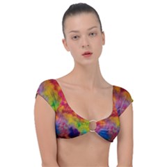 Colorful Watercolors Texture                                                  Cap Sleeve Ring Bikini Top