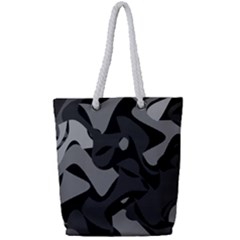 Trippy, Asymmetric Black And White, Paint Splash, Brown, Army Style Camo, Dotted Abstract Pattern Full Print Rope Handle Tote (small) by Casemiro