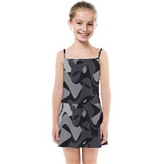 Trippy, Asymmetric Black And White, Paint Splash, Brown, Army Style Camo, Dotted Abstract Pattern Kids  Summer Sun Dress by Casemiro