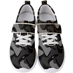 Trippy, Asymmetric Black And White, Paint Splash, Brown, Army Style Camo, Dotted Abstract Pattern Men s Velcro Strap Shoes by Casemiro
