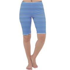 Classic Marine Stripes Pattern, Retro Stylised Striped Theme Cropped Leggings  by Casemiro