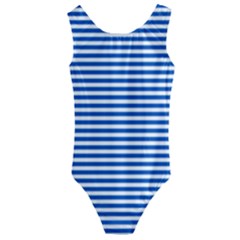 Classic Marine Stripes Pattern, Retro Stylised Striped Theme Kids  Cut-out Back One Piece Swimsuit by Casemiro