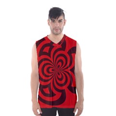 Spiral Abstraction Red, Abstract Curves Pattern, Mandala Style Men s Basketball Tank Top