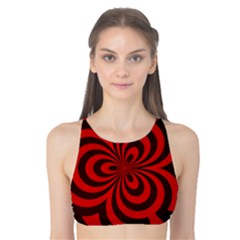 Spiral Abstraction Red, Abstract Curves Pattern, Mandala Style Tank Bikini Top by Casemiro