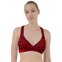Spiral Abstraction Red, Abstract Curves Pattern, Mandala Style Sweetheart Sports Bra by Casemiro