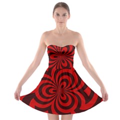 Spiral Abstraction Red, Abstract Curves Pattern, Mandala Style Strapless Bra Top Dress