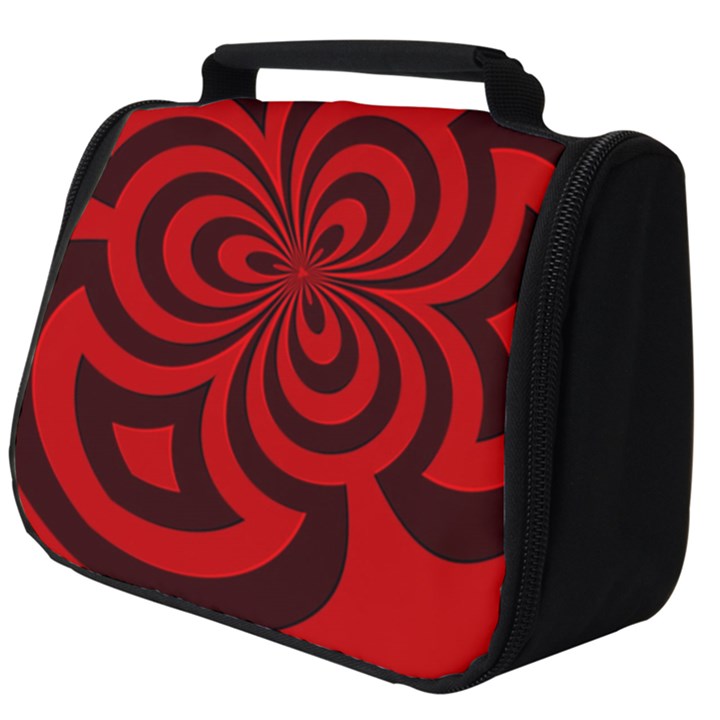 Spiral Abstraction Red, abstract curves pattern, mandala style Full Print Travel Pouch (Big)