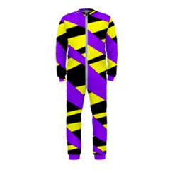 Abstract Triangles, Three Color Dotted Pattern, Purple, Yellow, Black In Saturated Colors Onepiece Jumpsuit (kids) by Casemiro
