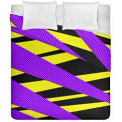 Abstract Triangles, Three Color Dotted Pattern, Purple, Yellow, Black In Saturated Colors Duvet Cover Double Side (california King Size) by Casemiro