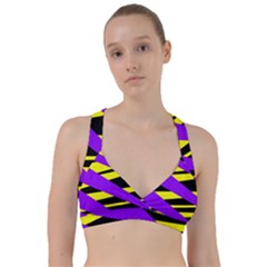 Abstract Triangles, Three Color Dotted Pattern, Purple, Yellow, Black In Saturated Colors Sweetheart Sports Bra by Casemiro