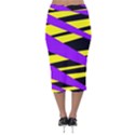 Abstract triangles, three color dotted pattern, purple, yellow, black in saturated colors Velvet Midi Pencil Skirt View2