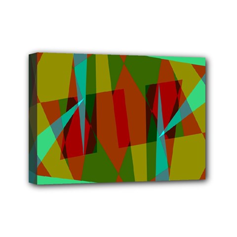 Rainbow Colors Palette Mix, Abstract Triangles, Asymmetric Pattern Mini Canvas 7  X 5  (stretched) by Casemiro