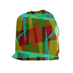 Rainbow Colors Palette Mix, Abstract Triangles, Asymmetric Pattern Drawstring Pouch (xl) by Casemiro