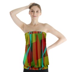 Rainbow Colors Palette Mix, Abstract Triangles, Asymmetric Pattern Strapless Top by Casemiro