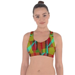 Rainbow Colors Palette Mix, Abstract Triangles, Asymmetric Pattern Cross String Back Sports Bra by Casemiro