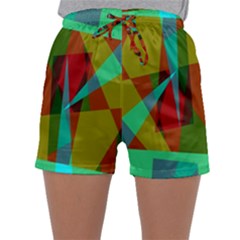 Rainbow Colors Palette Mix, Abstract Triangles, Asymmetric Pattern Sleepwear Shorts by Casemiro