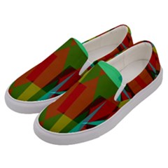 Rainbow Colors Palette Mix, Abstract Triangles, Asymmetric Pattern Men s Canvas Slip Ons by Casemiro