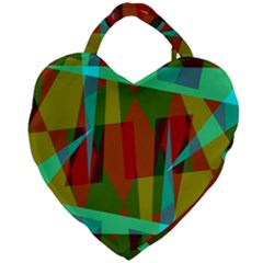 Rainbow Colors Palette Mix, Abstract Triangles, Asymmetric Pattern Giant Heart Shaped Tote by Casemiro