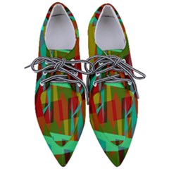 Rainbow Colors Palette Mix, Abstract Triangles, Asymmetric Pattern Pointed Oxford Shoes by Casemiro
