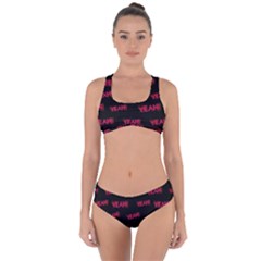 Yeah Word Motif Print Pattern Criss Cross Bikini Set by dflcprintsclothing