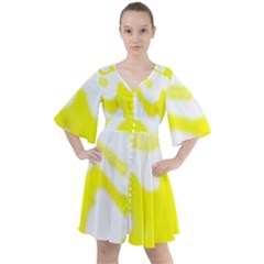 Golden Yellow Rose Boho Button Up Dress