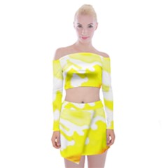 Golden Yellow Rose Off Shoulder Top With Mini Skirt Set by Janetaudreywilson