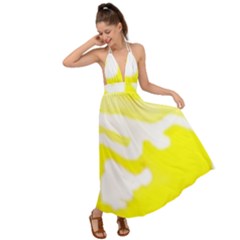 Golden Yellow Rose Backless Maxi Beach Dress