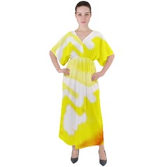Golden Yellow Rose V-neck Boho Style Maxi Dress