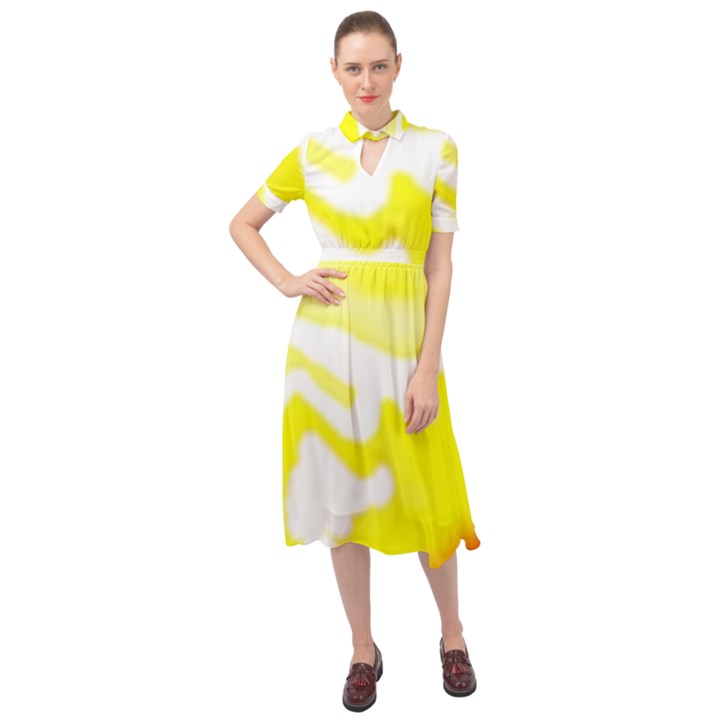 Golden Yellow Rose Keyhole Neckline Chiffon Dress