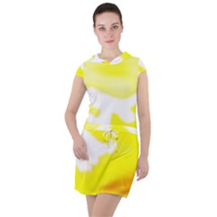 Golden Yellow Rose Drawstring Hooded Dress by Janetaudreywilson