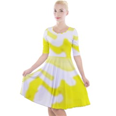 Golden Yellow Rose Quarter Sleeve A-line Dress