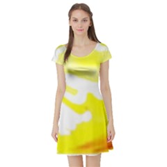 Golden Yellow Rose Short Sleeve Skater Dress by Janetaudreywilson