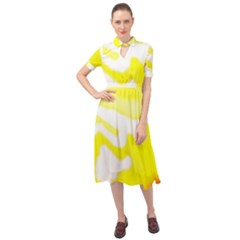 Golden Yellow Rose Keyhole Neckline Chiffon Dress by Janetaudreywilson