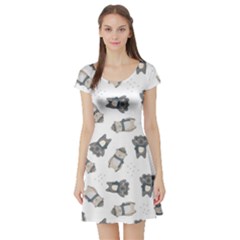 Cute Seamless Pattern With Koala Panda Bear Short Sleeve Skater Dress by Amaryn4rt